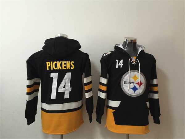 Men's Pittsburgh Steelers #14 George Pickens Black Ageless Must-Have Lace-Up Pullover Hoodie,We sell and wholesale Men's Pittsburgh Steelers #14 George Pickens Black Ageless Must-Have Lace-Up Pullover Hoodie on line form chian!